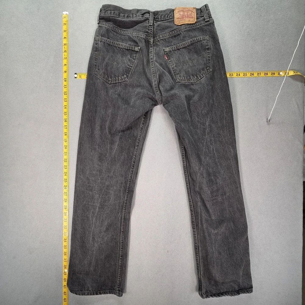 Vintage Levis 501 Jeans Mens Black Straight Button Fly USA Fits‎ 30x29